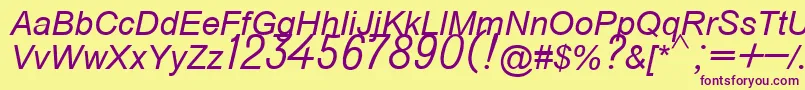 Do431italic Font – Purple Fonts on Yellow Background