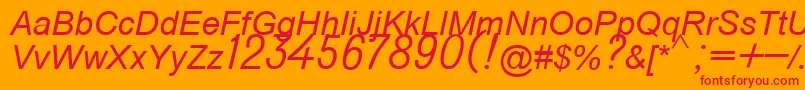 Do431italic-fontti – punaiset fontit oranssilla taustalla