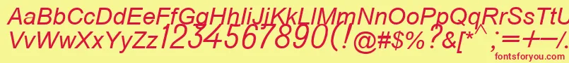 Fonte Do431italic – fontes vermelhas em um fundo amarelo