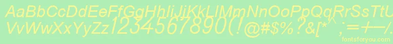 Do431italic-Schriftart – Gelbe Schriften auf grünem Hintergrund