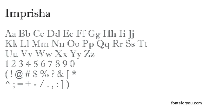 Imprisha-fontti – aakkoset, numerot, erikoismerkit