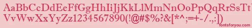 フォントImprisha – ピンクの背景に赤い文字