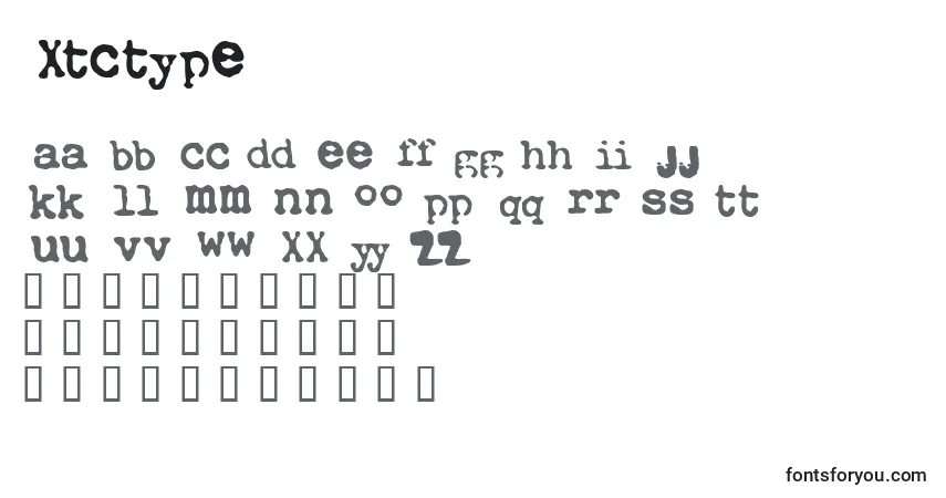 A fonte Xtctype – alfabeto, números, caracteres especiais