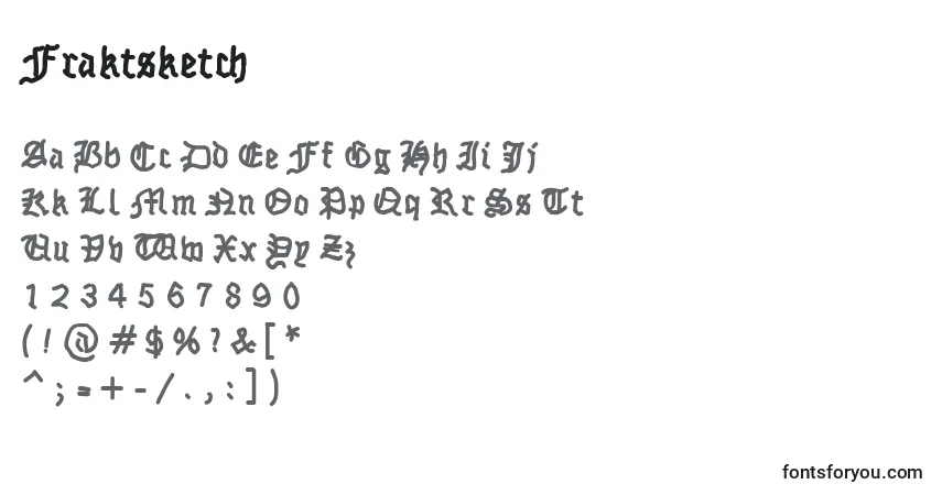 Czcionka Fraktsketch – alfabet, cyfry, specjalne znaki