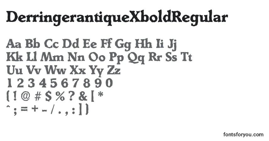 Czcionka DerringerantiqueXboldRegular – alfabet, cyfry, specjalne znaki