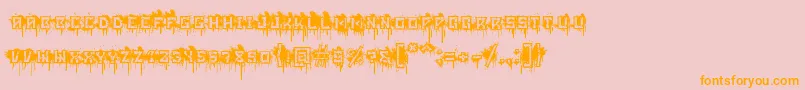 BloodblocksProject-Schriftart – Orangefarbene Schriften auf rosa Hintergrund