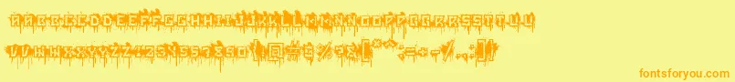 BloodblocksProject-Schriftart – Orangefarbene Schriften auf gelbem Hintergrund