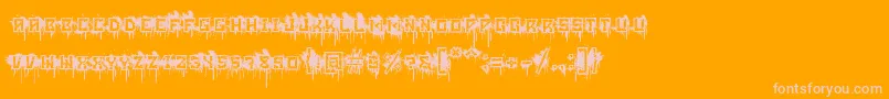 BloodblocksProject-Schriftart – Rosa Schriften auf orangefarbenem Hintergrund