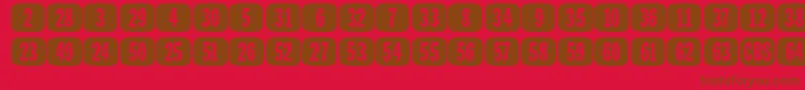 TeeVeeSetJl-Schriftart – Braune Schriften auf rotem Hintergrund