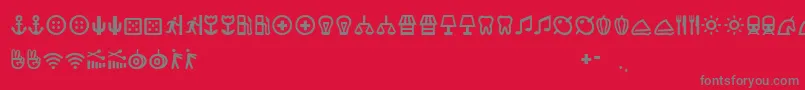 AnclaAlphabet-Schriftart – Graue Schriften auf rotem Hintergrund