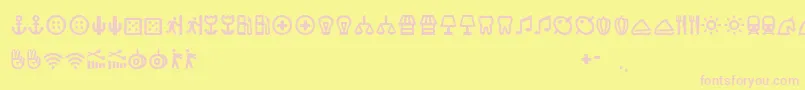フォントAnclaAlphabet – ピンクのフォント、黄色の背景