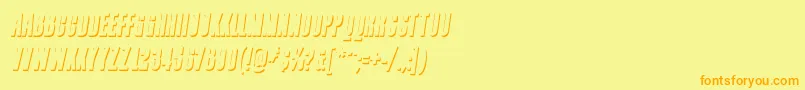 フォントContainmentshadeRegular – オレンジの文字が黄色の背景にあります。