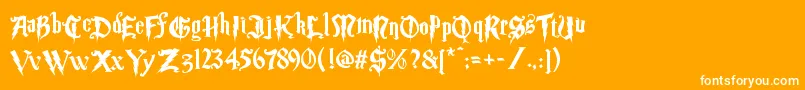 Magicschooltwo-Schriftart – Weiße Schriften auf orangefarbenem Hintergrund