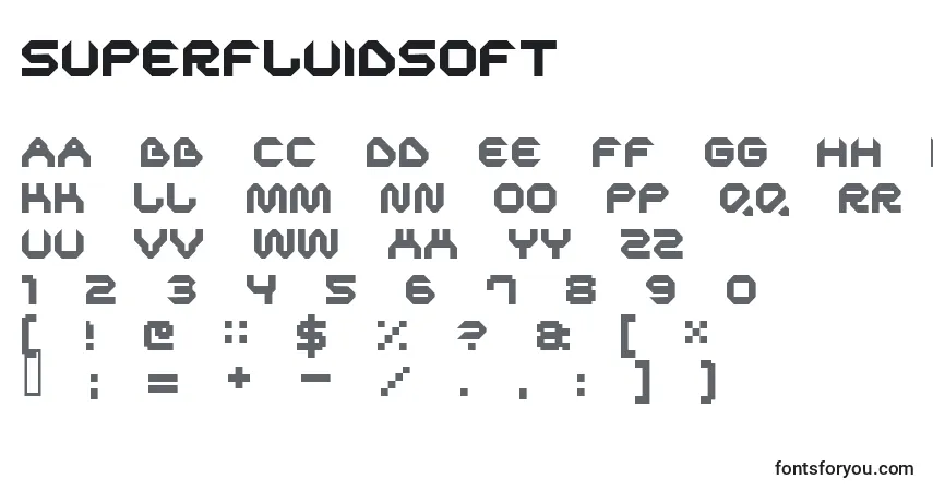 A fonte SuperfluidSoft – alfabeto, números, caracteres especiais