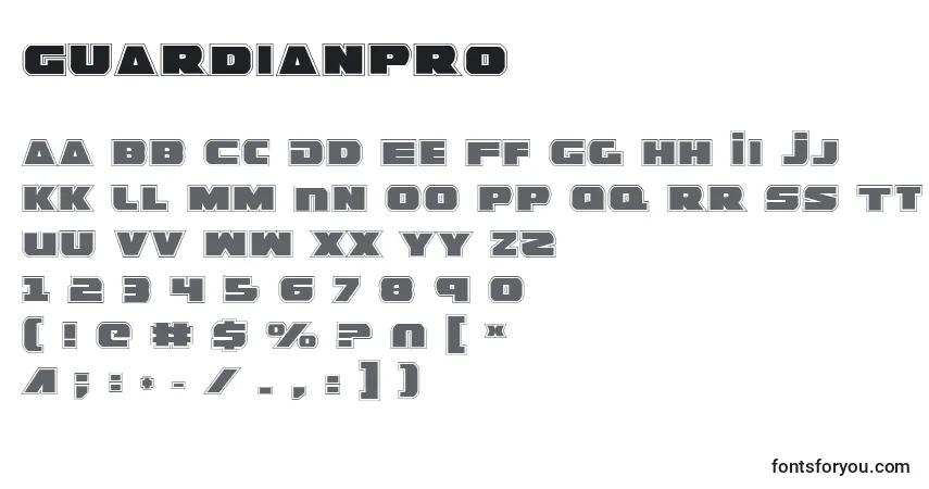 Schriftart GuardianPro – Alphabet, Zahlen, spezielle Symbole