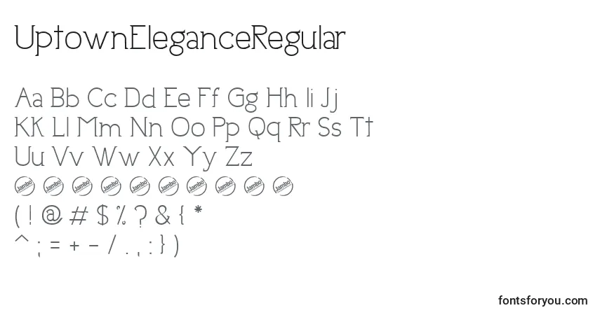 Czcionka UptownEleganceRegular – alfabet, cyfry, specjalne znaki