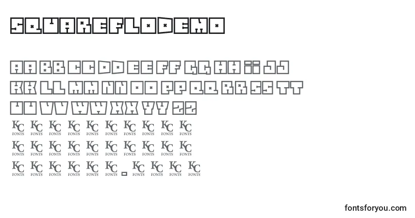 Schriftart Squareflodemo – Alphabet, Zahlen, spezielle Symbole