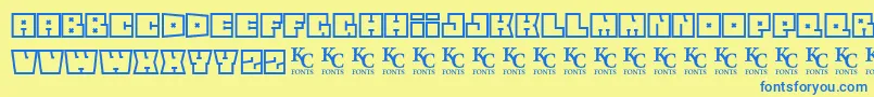 Squareflodemo Font – Blue Fonts on Yellow Background