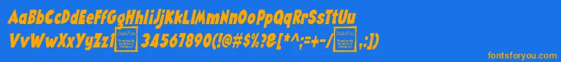 AngellaNarrowItalicDemo Font – Orange Fonts on Blue Background