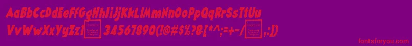 AngellaNarrowItalicDemo-Schriftart – Rote Schriften auf violettem Hintergrund