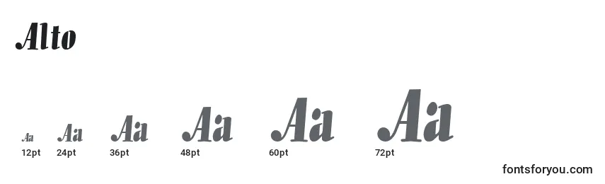 Размеры шрифта Alto