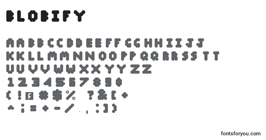 Czcionka Blobify – alfabet, cyfry, specjalne znaki
