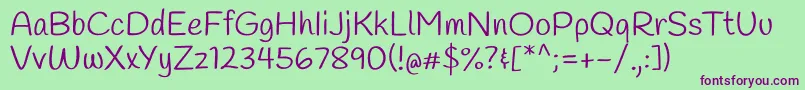 HandleeRegular Font – Purple Fonts on Green Background