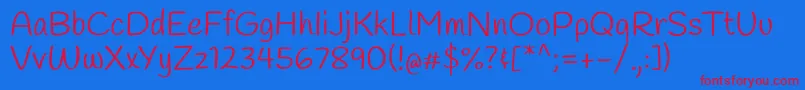 Czcionka HandleeRegular – czerwone czcionki na niebieskim tle