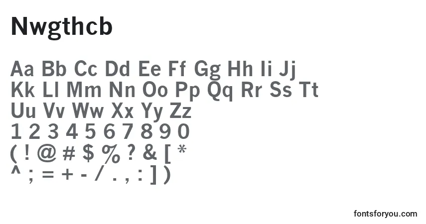 Schriftart Nwgthcb – Alphabet, Zahlen, spezielle Symbole