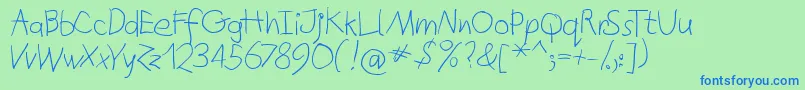 Quicktypes-fontti – siniset fontit vihreällä taustalla