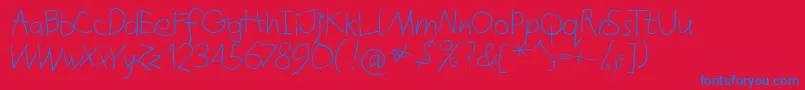 Quicktypes-Schriftart – Blaue Schriften auf rotem Hintergrund