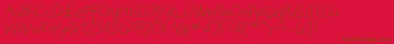 Quicktypes-Schriftart – Braune Schriften auf rotem Hintergrund