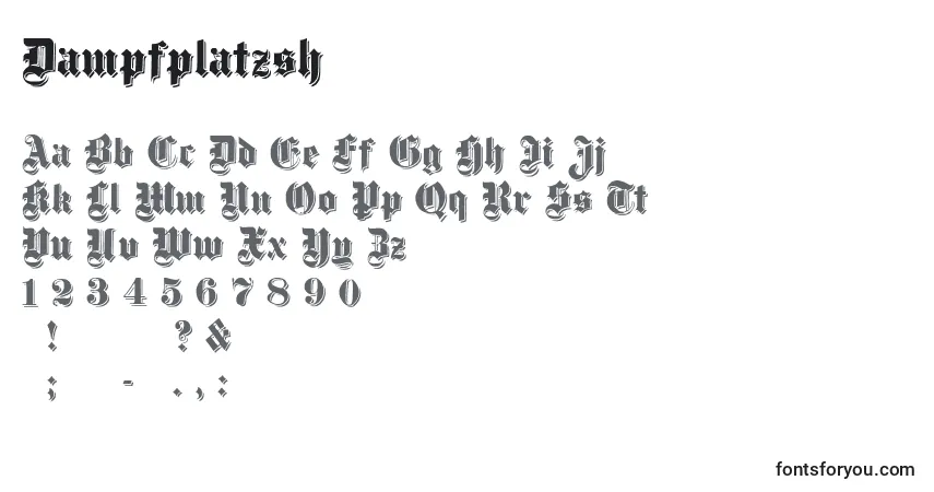 Шрифт Dampfplatzsh – алфавит, цифры, специальные символы