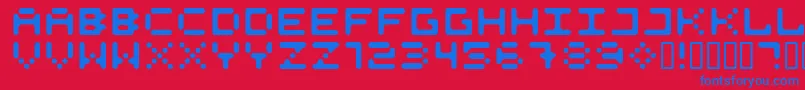 Fonte 525Roun – fontes azuis em um fundo vermelho