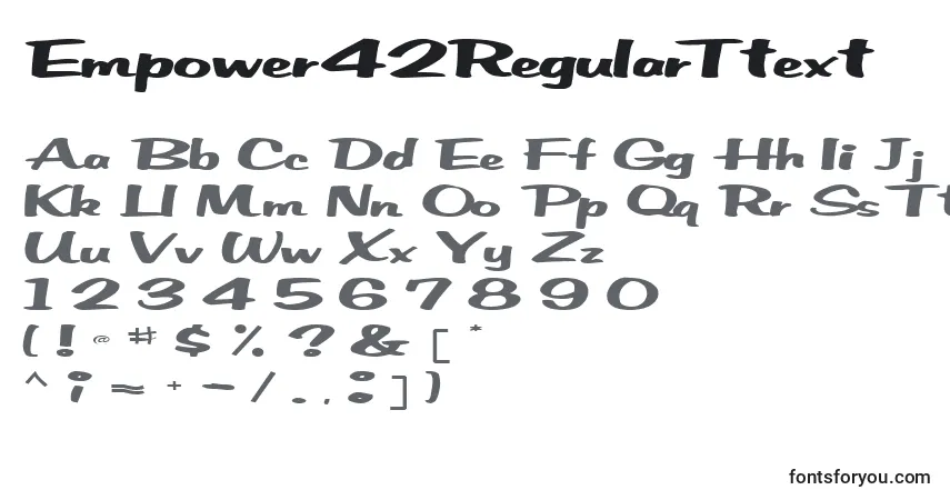 Czcionka Empower42RegularTtext – alfabet, cyfry, specjalne znaki