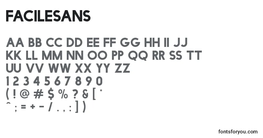 FacileSans (43697) font – alphabet, numbers, special characters