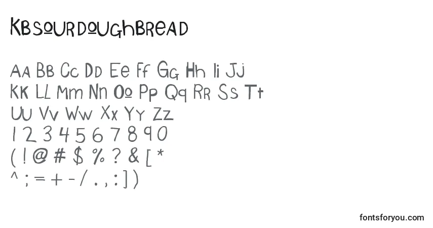 Czcionka Kbsourdoughbread – alfabet, cyfry, specjalne znaki