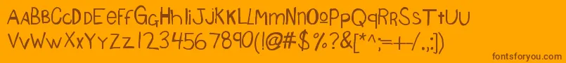 Czcionka Kbsourdoughbread – brązowe czcionki na pomarańczowym tle