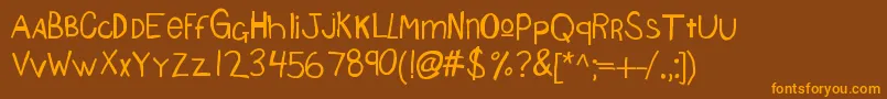 Lisätietoja Kbsourdoughbread-fontista Kbsourdoughbread-fontti – oranssit fontit ruskealla taustalla