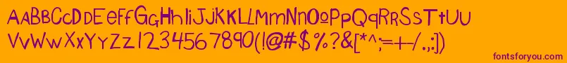 Kbsourdoughbread-Schriftart – Violette Schriften auf orangefarbenem Hintergrund