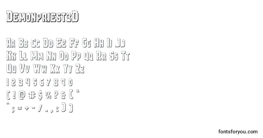 Czcionka Demonpriest3D – alfabet, cyfry, specjalne znaki