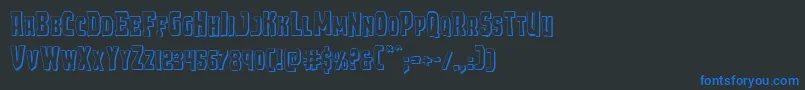 Demonpriest3D-Schriftart – Blaue Schriften auf schwarzem Hintergrund