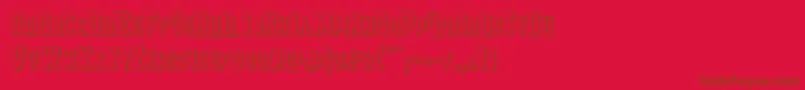 Saiba mais sobre a fonte Demonpriest3D Fonte Demonpriest3D – fontes marrons em um fundo vermelho
