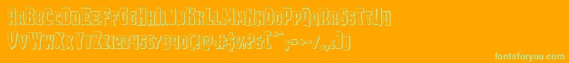 Demonpriest3D-Schriftart – Grüne Schriften auf orangefarbenem Hintergrund