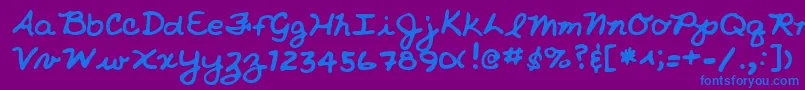 NicholeshandRegular Font – Blue Fonts on Purple Background