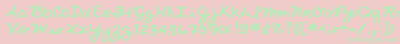 NicholeshandRegular Font – Green Fonts on Pink Background