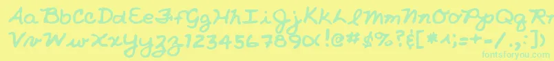 Czcionka NicholeshandRegular – zielone czcionki na żółtym tle