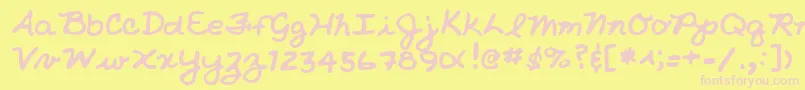 NicholeshandRegular Font – Pink Fonts on Yellow Background