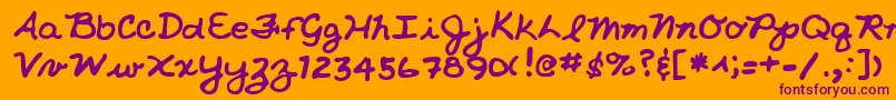 NicholeshandRegular Font – Purple Fonts on Orange Background