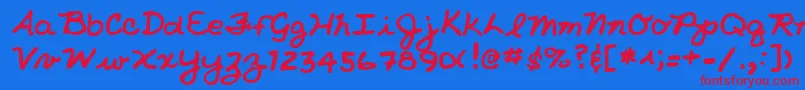 NicholeshandRegular Font – Red Fonts on Blue Background